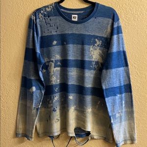 NSF- Striped Distressed Cotton Sweater-Size M